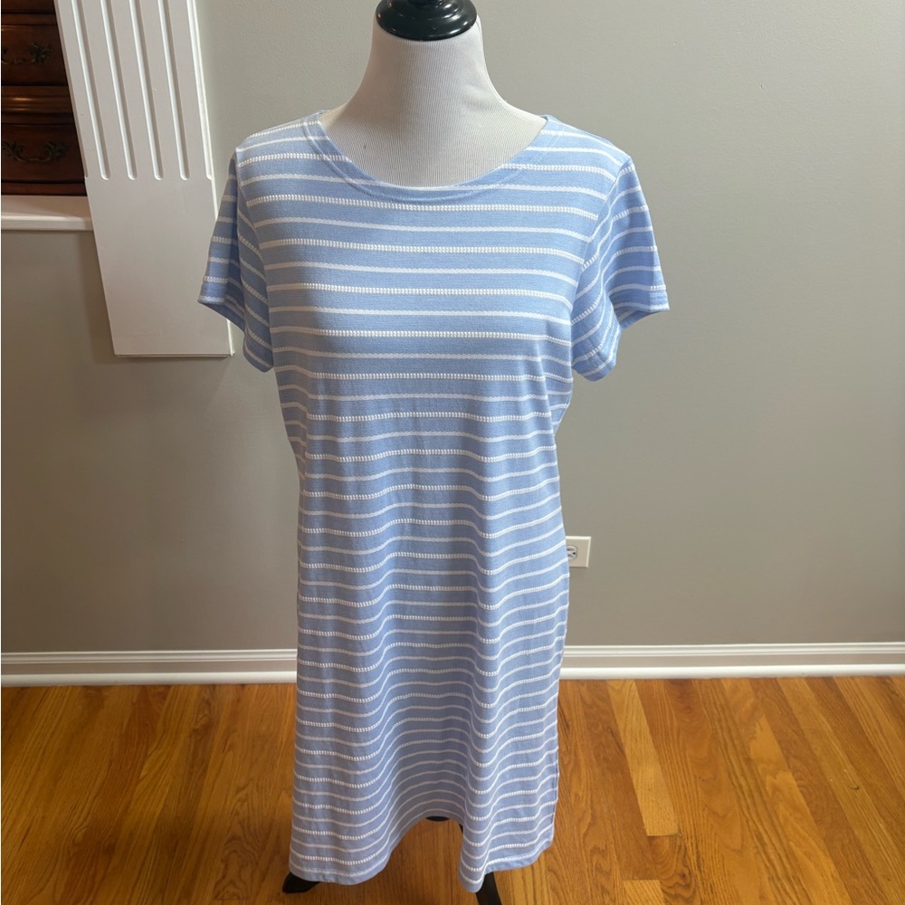 Sail to Sable Blue and White Striped Dress, Sz L